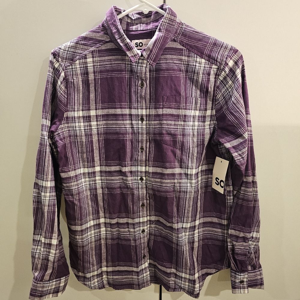 SO Girls XL Boyfriend Purple Flannel Shirt